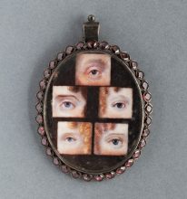 'Family of Eyes', British, c. 1810, Watercolour on ivory, Height 3.8cm Victoria Art Gallery, Bath; image courtesy of The Holburne Museum, Bath.