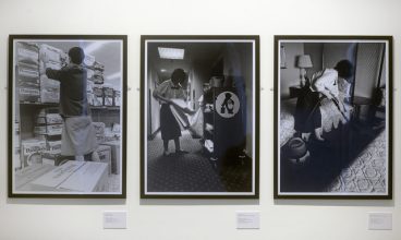 Installation shot, ‘Observing Women at Work: Franki Raffles’, Reid Gallery, The Glasgow School of Art (2017). Photo: Alan Dimmick