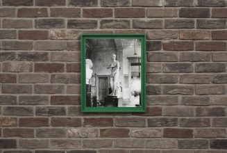 Kate Davis, 'Brick Wall 1', framed silver gelatin print, 2017 Installation view: 'Nudes Never Wear Glasses', Stills, Edinburgh, 2017
