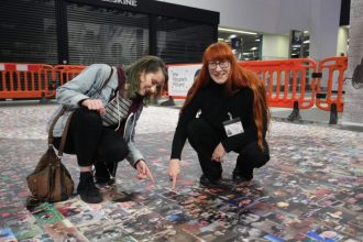 View of 'The Face of Suffrage' © Helen Marshall Installation in Birmingham New Street Station