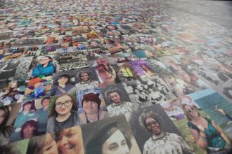 Detail of 'The Face of Suffrage' © Helen Marshall Installation in Birmingham New Street Station