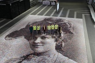 View of 'The Face of Suffrage' © Helen Marshall Installation in Birmingham New Street Station