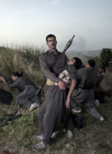Theatre of war photographs with a group of Kurdish guerrilla, Iraq, 2011 - 2012 © Emeric Lhuisset
