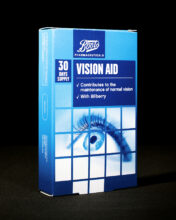 Boots Vision Aid vitamins for optimum eye function, 30 days’ supply., from Anatomy of a Northern Astronomer, 2019 © Helen McGhie