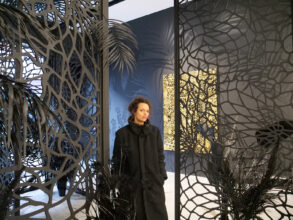 Curator Renée Mussai in exhibition 'Lina Iris Viktor: Some Are Born to Endless Night - Dark Matter' at Autograph, London, UK, 2020
