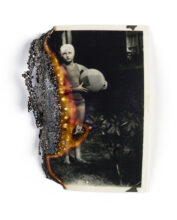 Remains, 2019. Detail: Bathing Group Burnt pigment photo-fragment. © Sara Davidmann