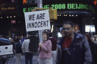 Sharon Hayes, In the Near Future, New York, 2005. Multiple slide-projection installation, 223 original slides, 9 actions, 9 projections; 729 in total; projection dimensions variable.