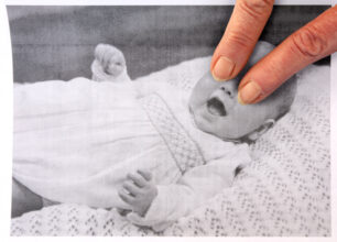 I can't see you (artist's Mother's fingers pointing over the eyes of artist's Father), 2019 © Jonny Briggs