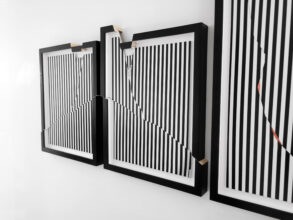 Gag 1 & Gag 2 detail (my mouth holding B&W stripes), 2023 © Jonny Briggs