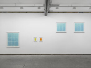 Installation view, Anna Barriball: New Drawings, Frith Street Gallery, London, 2 February–14 March 2024 Courtesy the artist and Frith Street Gallery, London Photo: Ben Westoby