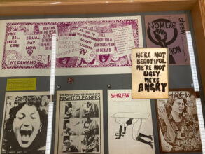 Vitrine in Women in Revolt! Photograph by Rosy Martin 2023